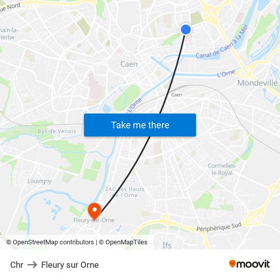 Chr to Fleury sur Orne map