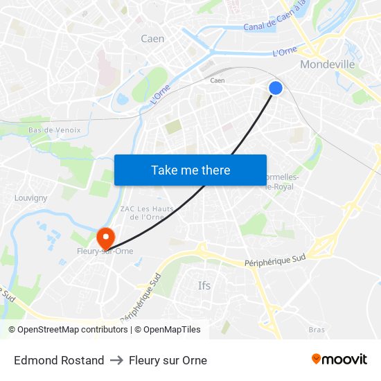 Edmond Rostand to Fleury sur Orne map