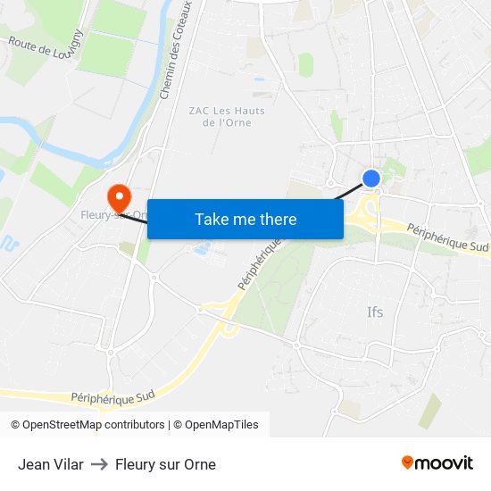 Jean Vilar to Fleury sur Orne map