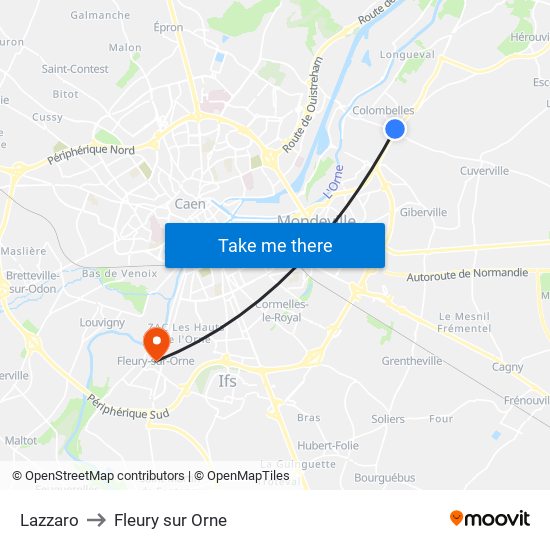 Lazzaro to Fleury sur Orne map