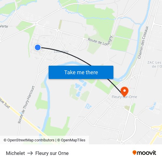 Michelet to Fleury sur Orne map
