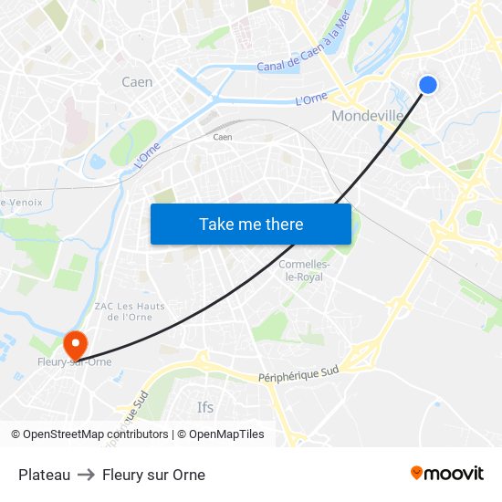 Plateau to Fleury sur Orne map