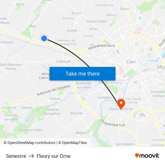 Senestre to Fleury sur Orne map