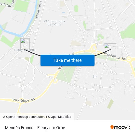 Mendès France to Fleury sur Orne map