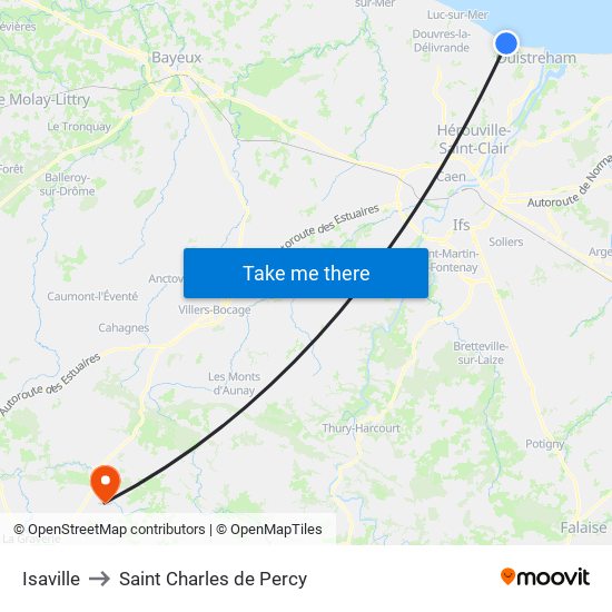 Isaville to Saint Charles de Percy map