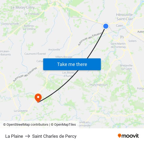 La Plaine to Saint Charles de Percy map