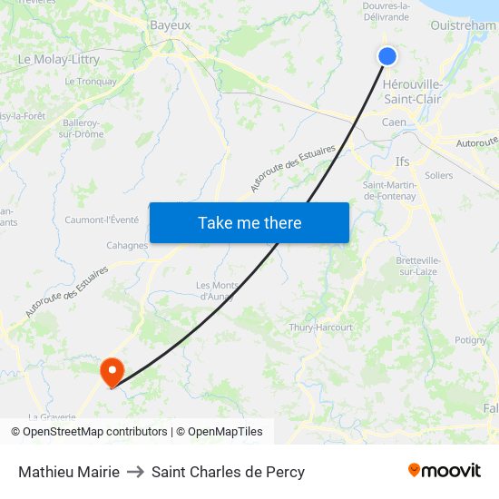 Mathieu Mairie to Saint Charles de Percy map
