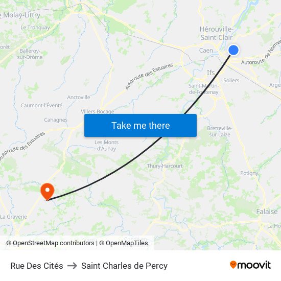 Rue Des Cités to Saint Charles de Percy map