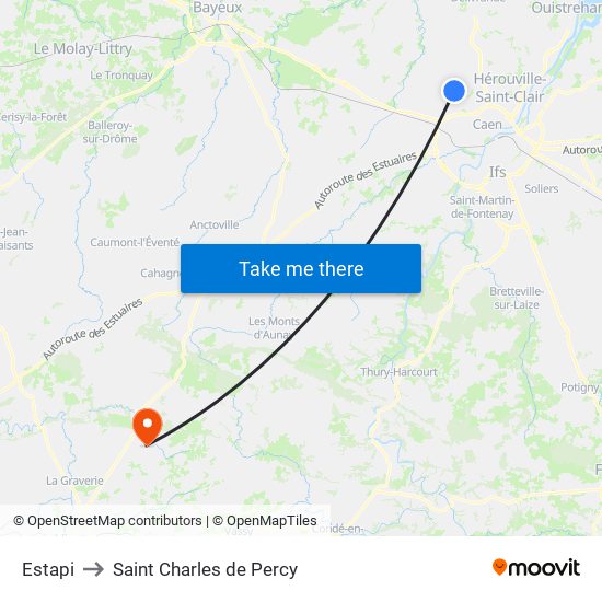 Estapi to Saint Charles de Percy map