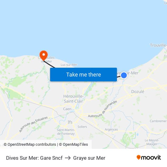 Dives Sur Mer: Gare Sncf to Graye sur Mer map