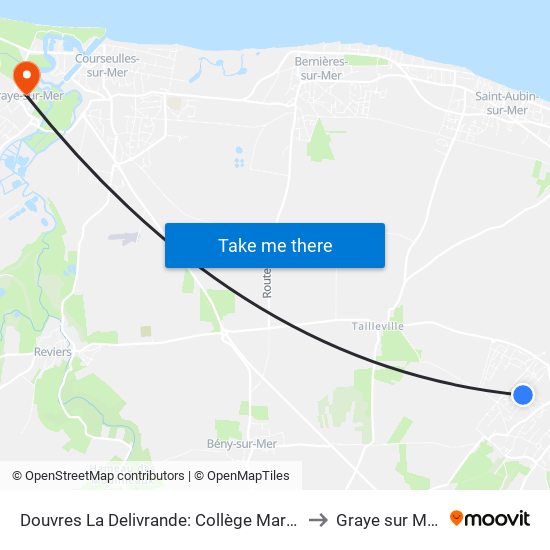 Douvres La Delivrande: Collège Marot to Graye sur Mer map