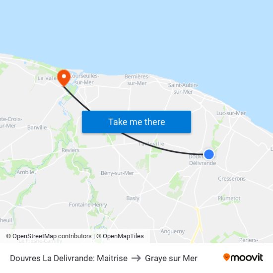 Douvres La Delivrande: Maitrise to Graye sur Mer map