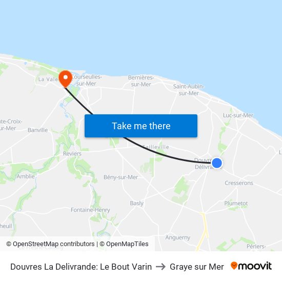 Douvres La Delivrande: Le Bout Varin to Graye sur Mer map