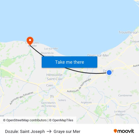 Dozule: Saint Joseph to Graye sur Mer map