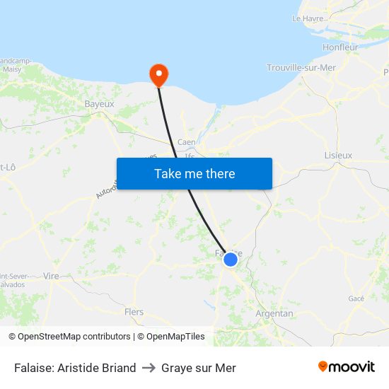Falaise: Aristide Briand to Graye sur Mer map