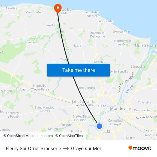 Fleury Sur Orne: Brasserie to Graye sur Mer map