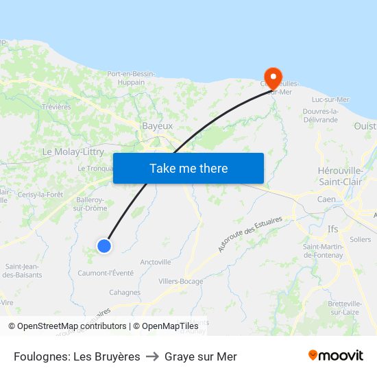 Foulognes: Les Bruyères to Graye sur Mer map