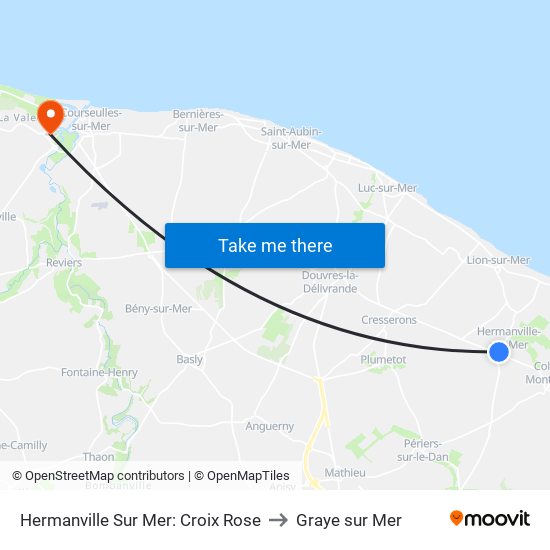 Hermanville Sur Mer: Croix Rose to Graye sur Mer map