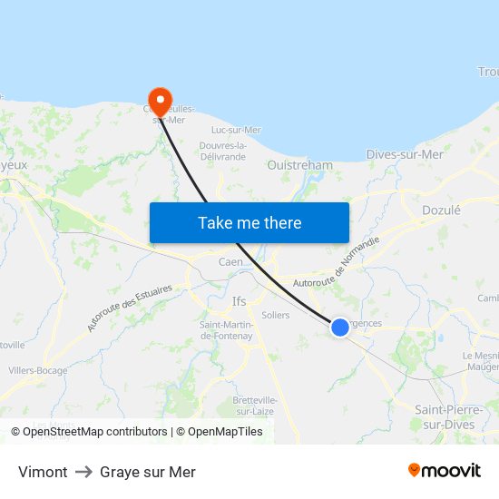 Vimont to Graye sur Mer map