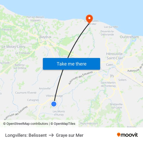 Longvillers: Belissent to Graye sur Mer map