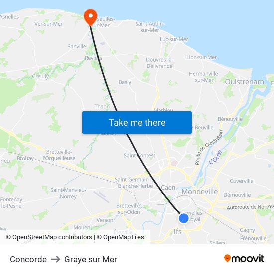 Concorde to Graye sur Mer map