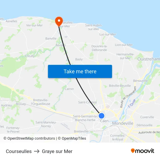 Courseulles to Graye sur Mer map