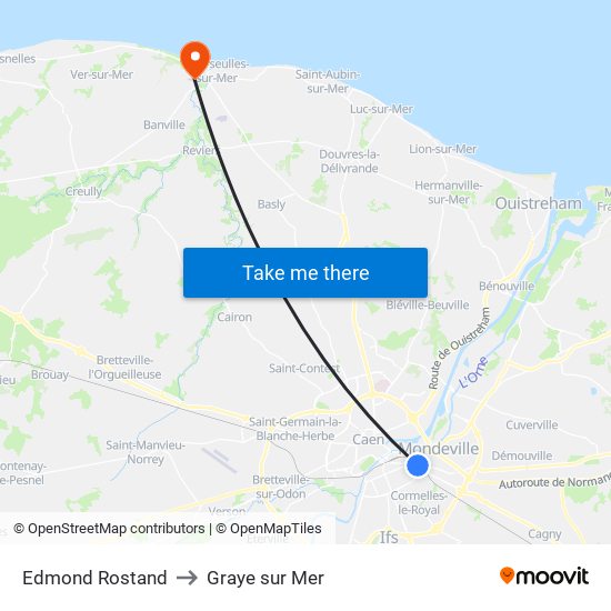 Edmond Rostand to Graye sur Mer map