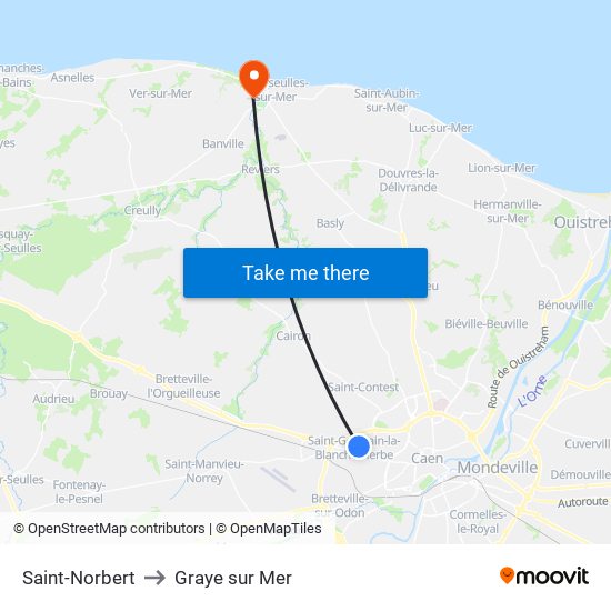 Saint-Norbert to Graye sur Mer map