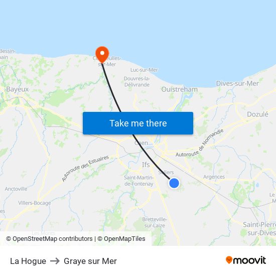 La Hogue to Graye sur Mer map