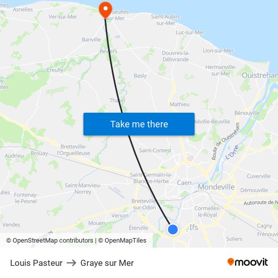 Louis Pasteur to Graye sur Mer map