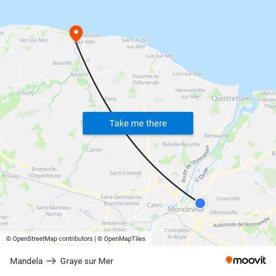 Mandela to Graye sur Mer map