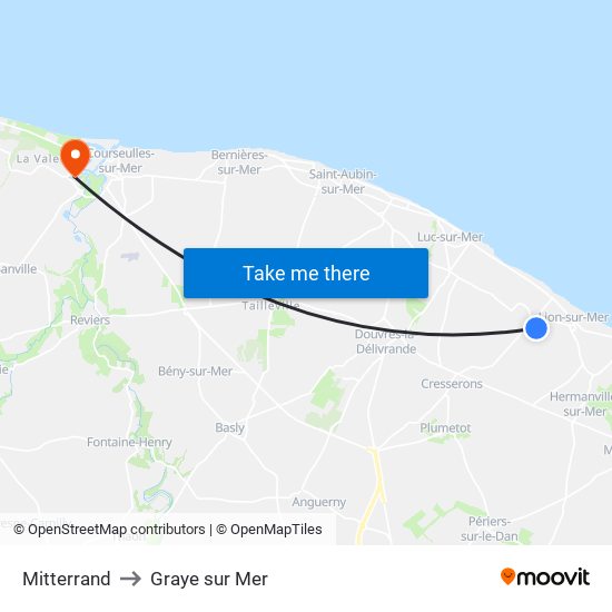 Mitterrand to Graye sur Mer map