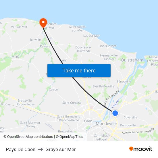 Pays De Caen to Graye sur Mer map