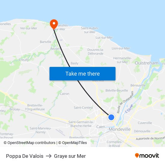 Poppa De Valois to Graye sur Mer map