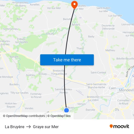 La Bruyère to Graye sur Mer map