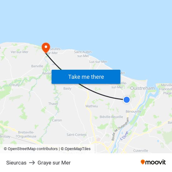 Sieurcas to Graye sur Mer map