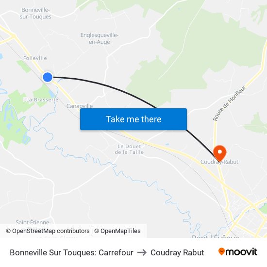 Bonneville Sur Touques: Carrefour to Coudray Rabut map