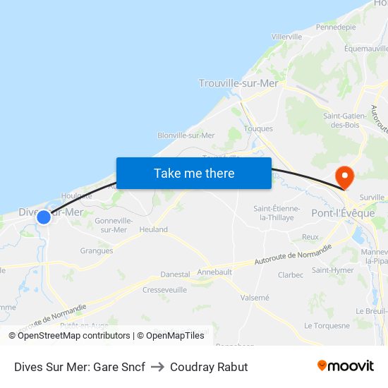 Dives Sur Mer: Gare Sncf to Coudray Rabut map
