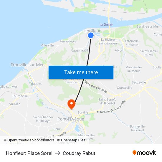 Honfleur: Place Sorel to Coudray Rabut map