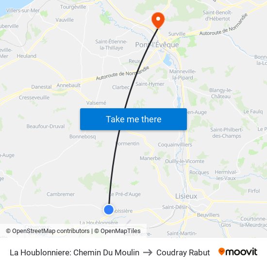 La Houblonniere: Chemin Du Moulin to Coudray Rabut map