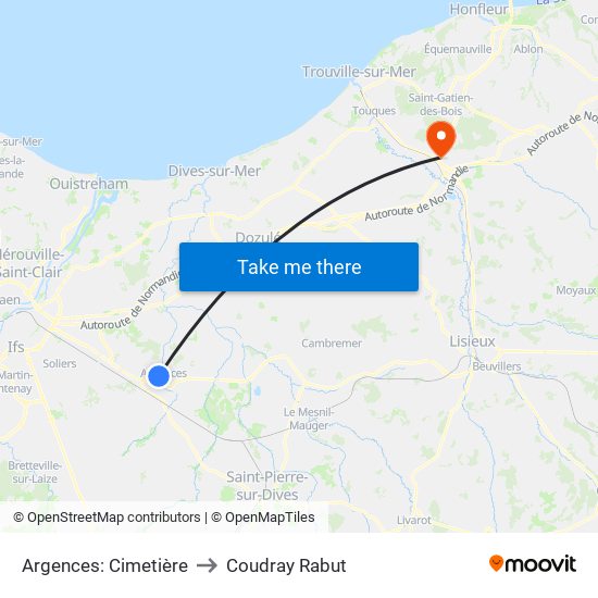 Argences: Cimetière to Coudray Rabut map