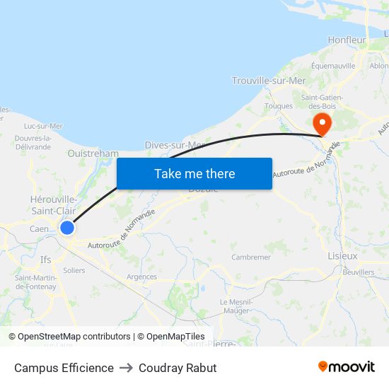 Campus Efficience to Coudray Rabut map