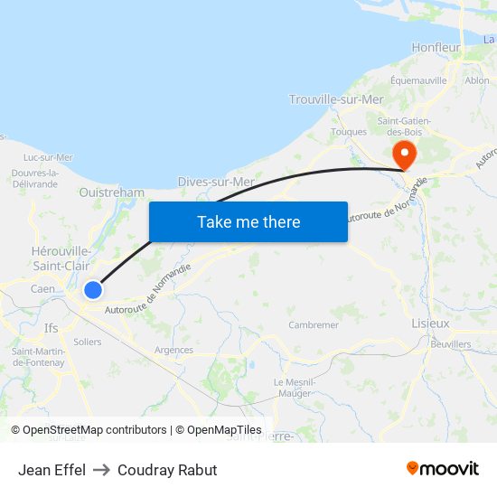 Jean Effel to Coudray Rabut map