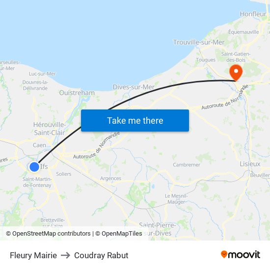 Fleury Mairie to Coudray Rabut map