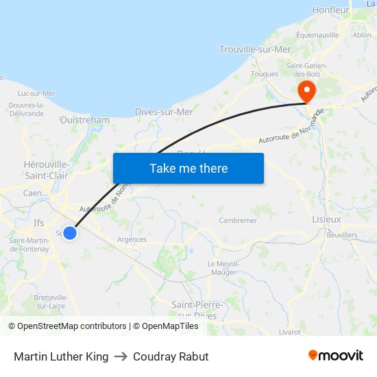 Martin Luther King to Coudray Rabut map