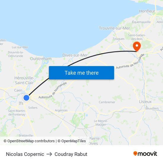 Nicolas Copernic to Coudray Rabut map