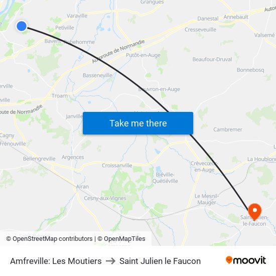 Amfreville: Les Moutiers to Saint Julien le Faucon map