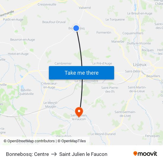 Bonnebosq: Centre to Saint Julien le Faucon map
