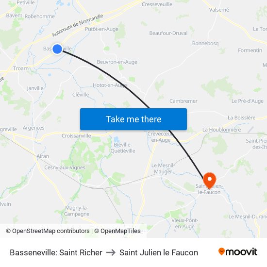 Basseneville: Saint Richer to Saint Julien le Faucon map