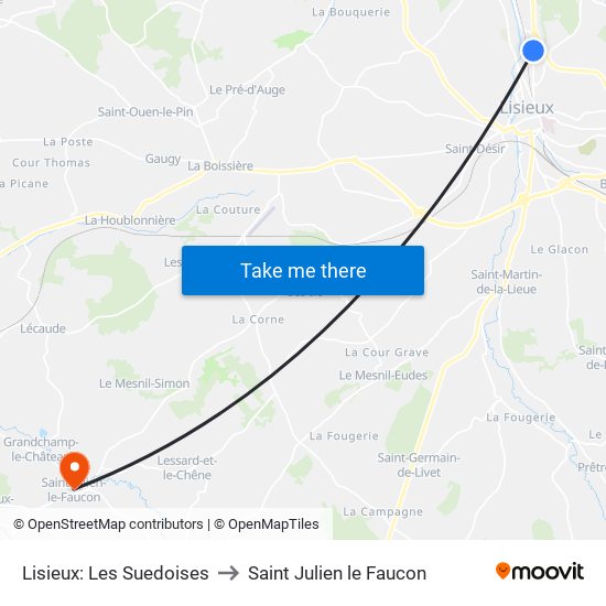 Lisieux: Les Suedoises to Saint Julien le Faucon map